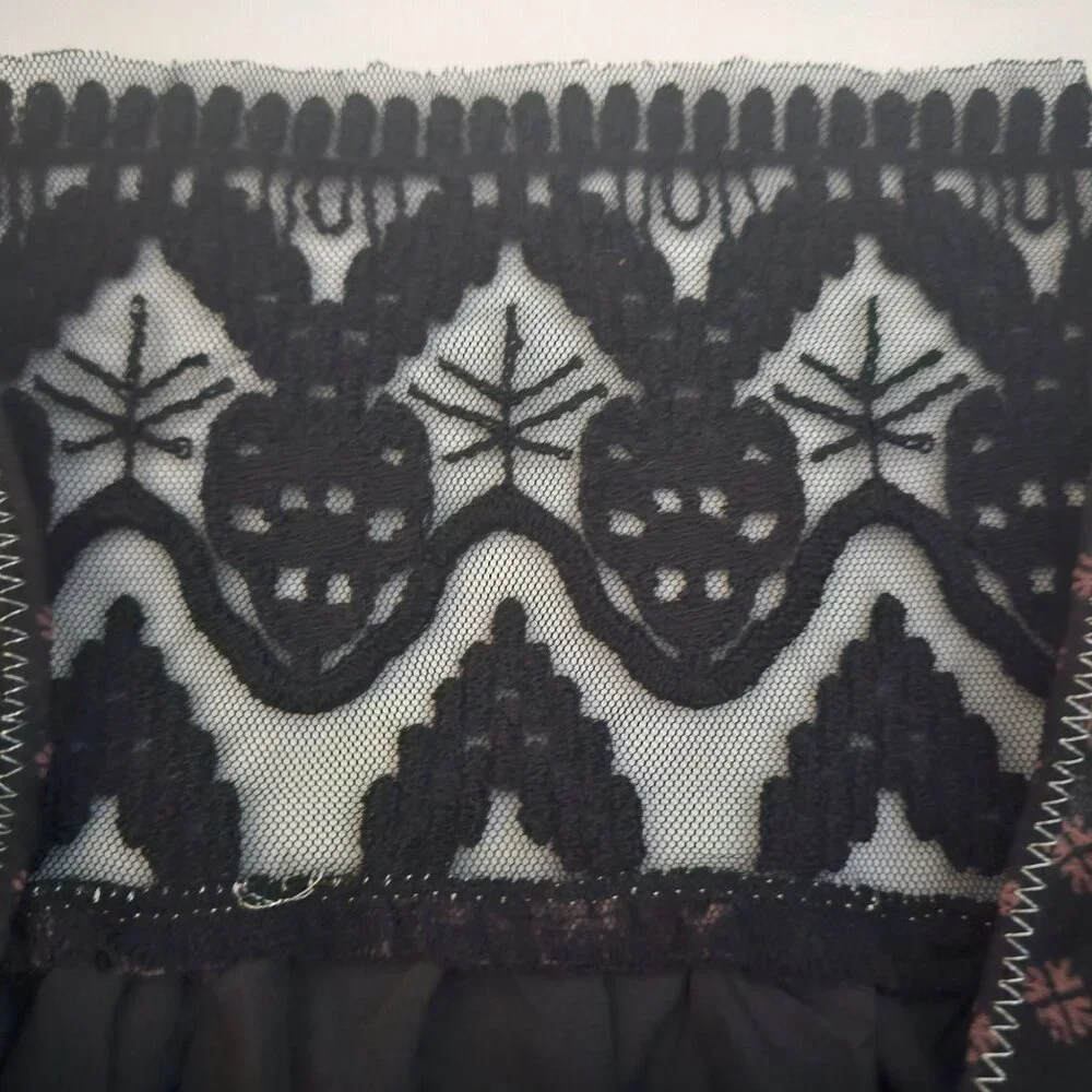 Free People Women's Midnight Garden Combo Sheer Long Sleeve Elsie Dress XS/TP - Picture 9 of 14